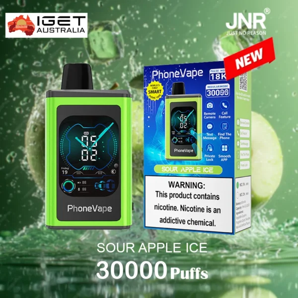 JNR PhoneVape SOUR APPLE ICE – 30000 PUFFS